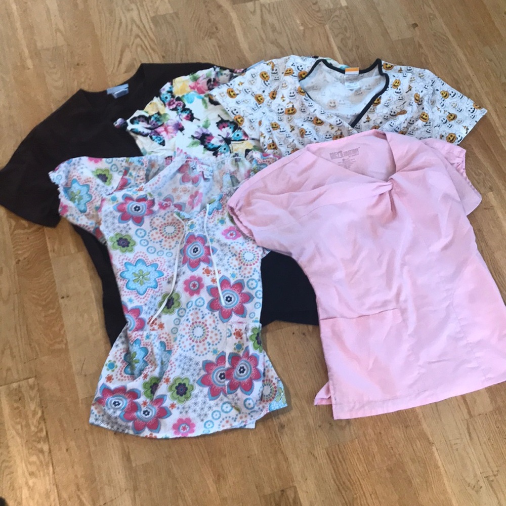 Five fun printed scrub tops